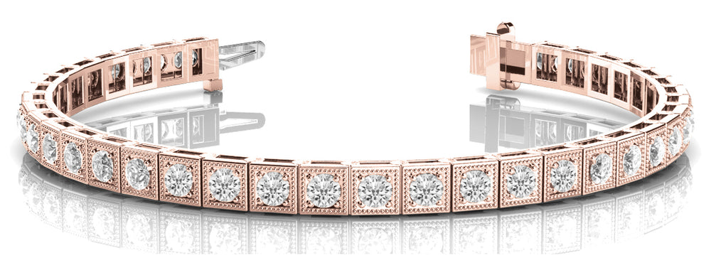 18K Rose Gold Vintage Diamond Tennis Bracelet