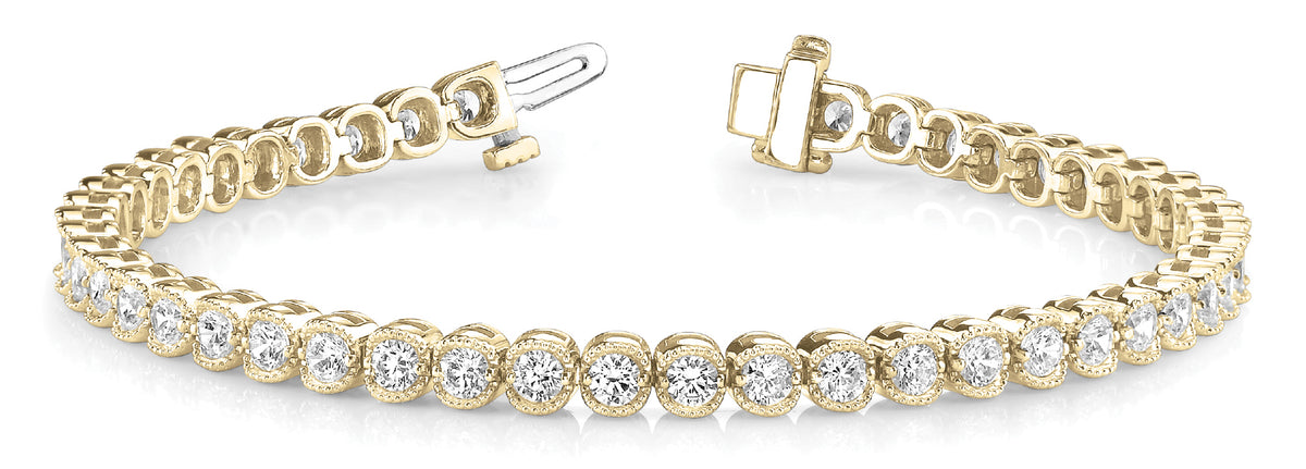14K Yellow Gold 2ctw Round Diamond Line Bracelet