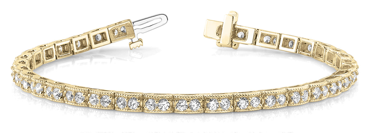 14K Yellow Gold Vintage Diamond Tennis Bracelet