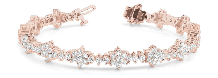 14K Rose Gold Multi-Diamond Fashion Tennis Bracelet