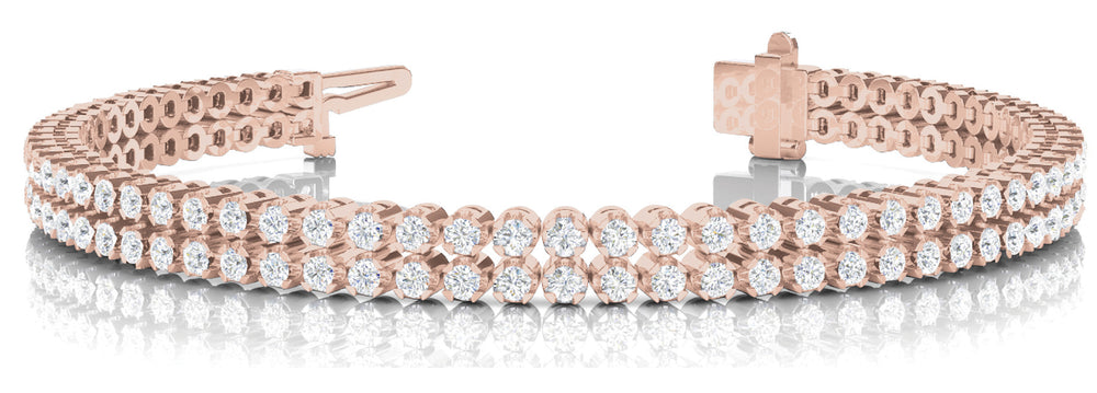 Rose Gold 3.85 CT Diamond Multi-Row Tennis Bracelet