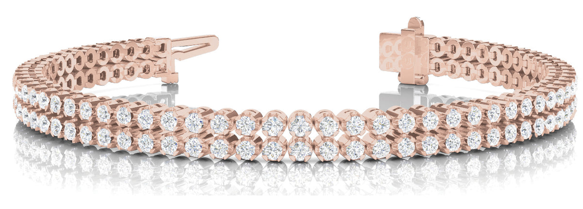 Rose Gold 3.85 ct Diamond Multi-Row Tennis Bracelet