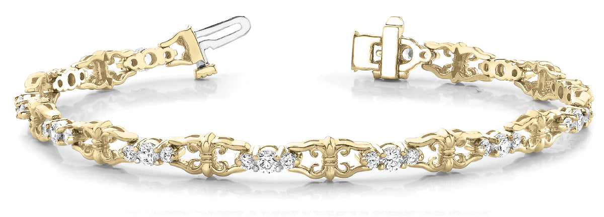 14K Yellow Gold Round Diamond Fashion Bracelet