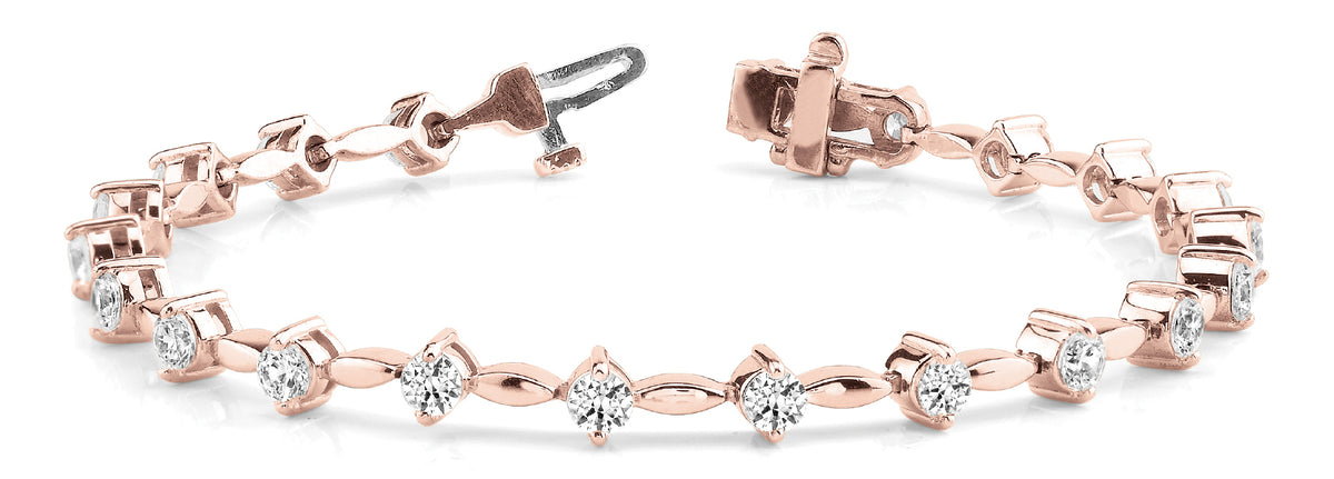 14K Rose Gold Diamond Fashion Tennis Bracelet