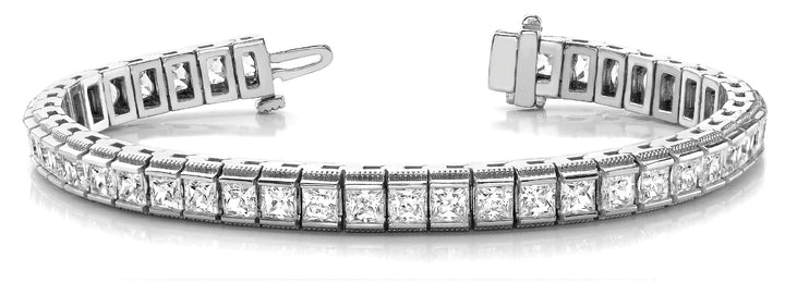 14K White Gold Square Diamond Fashion Bracelet