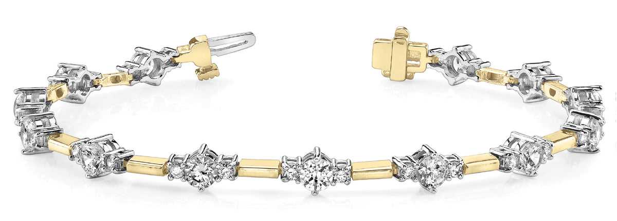 14K Yellow Gold Round Diamond Fashion Bracelet