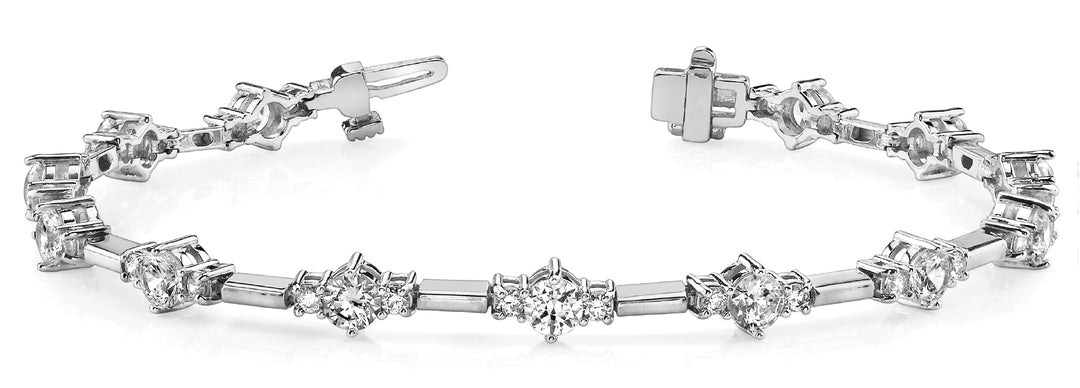 14K White Gold Round Diamond Fashion Bracelet