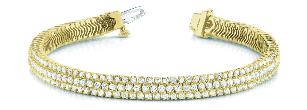 14K Yellow Gold Multi-Row Diamond Tennis Bracelet