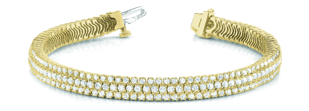 14K Yellow Gold Multi-Row Diamond Tennis Bracelet