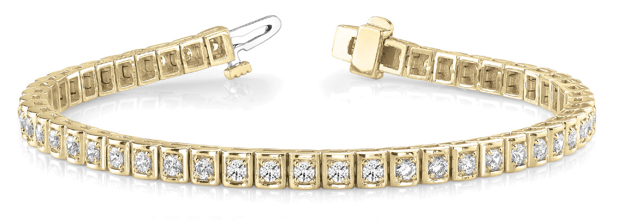 14K Yellow Gold Diamond Tennis Bracelet