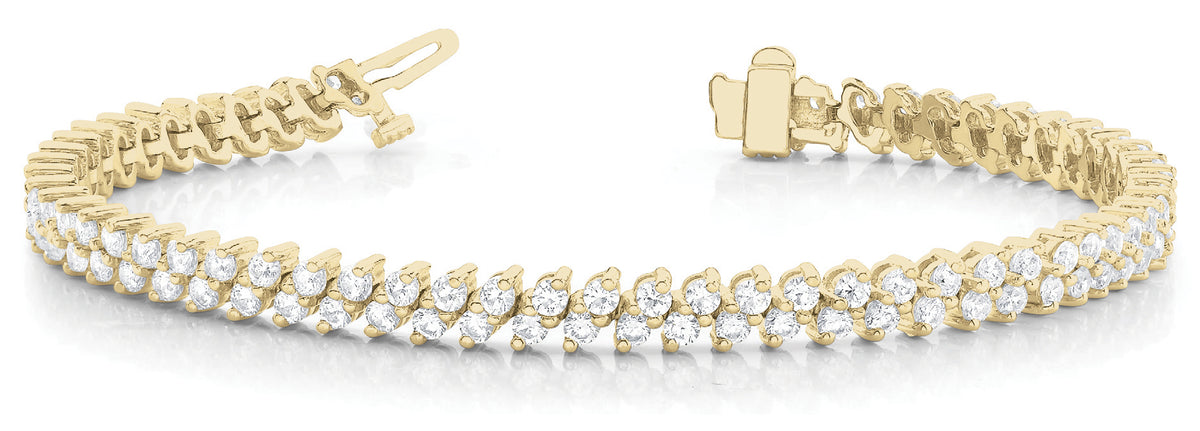 14K Yellow Gold 4ct Diamond Multi-Row Link Bracelet