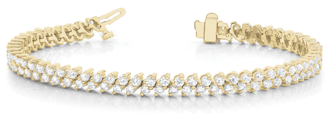 18K Yellow Gold 4ct Diamond Multi-Row Tennis Bracelet