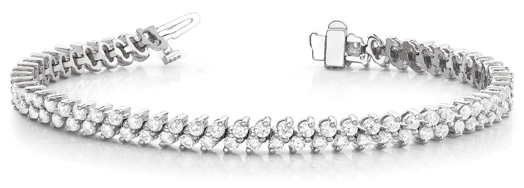 14K White Gold 4ct Diamond Multi-Row Bracelet