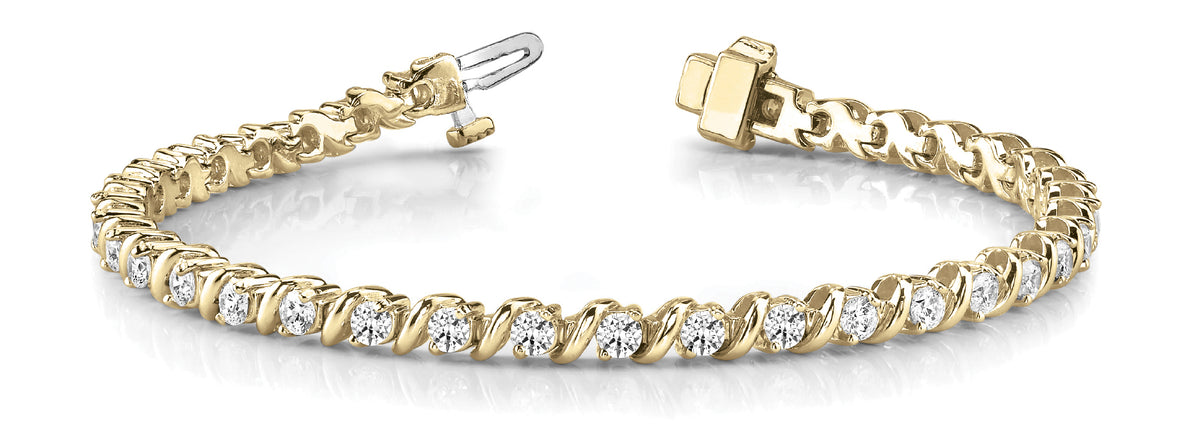 14K Yellow Gold Diamond In-Line Fashion Bracelet