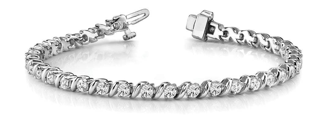18K White Gold 5/8 ct Diamond S-Link Bracelet