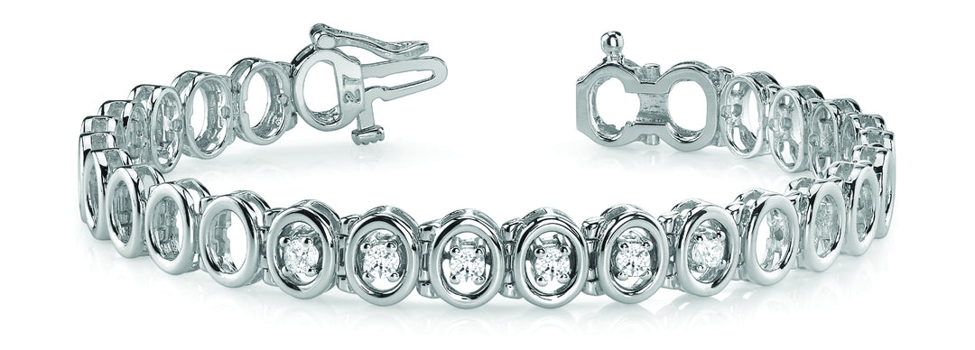 18K White Gold Round Diamond Fashion Bracelet