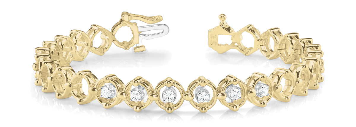 14K Yellow Gold Round Diamond Fashion Bracelet