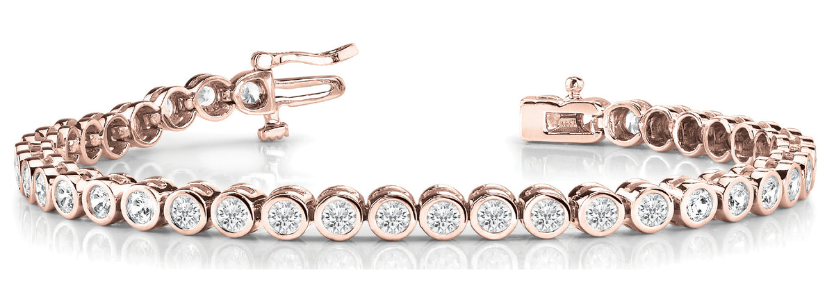 Rose Gold 2ctw Round Diamond Line Bracelet