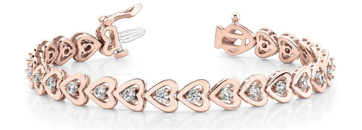 14K Rose Gold Diamond In-Line Bracelet
