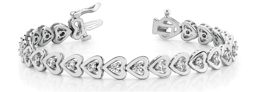 14K White Gold Diamond In-Line Bracelet