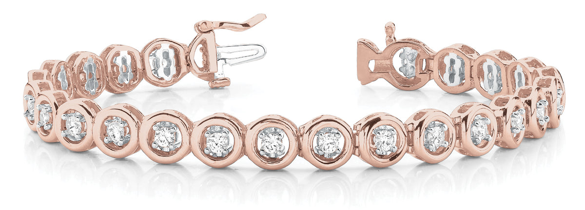 14K Rose Gold 0.54 ctw Diamond Tennis Bracelet