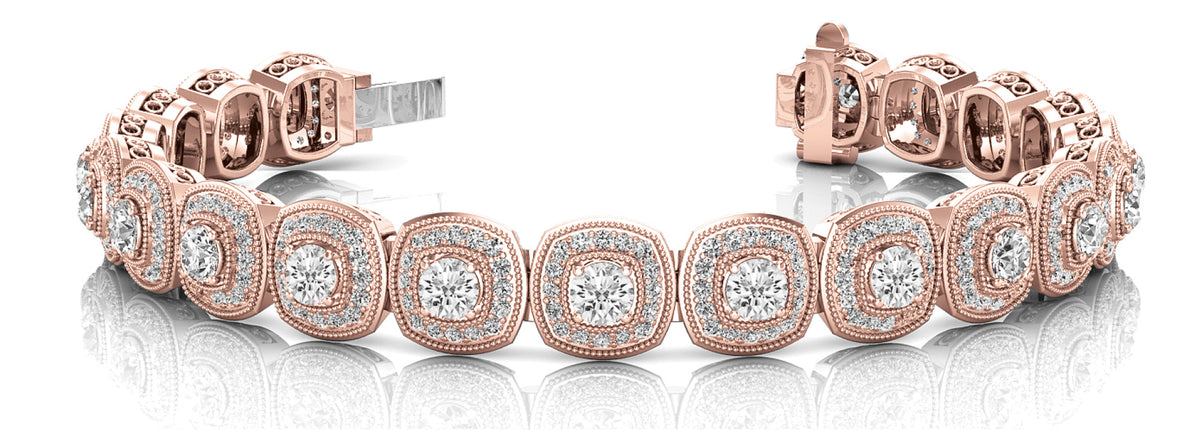 14K Rose Gold Round Diamond Fashion Bracelet