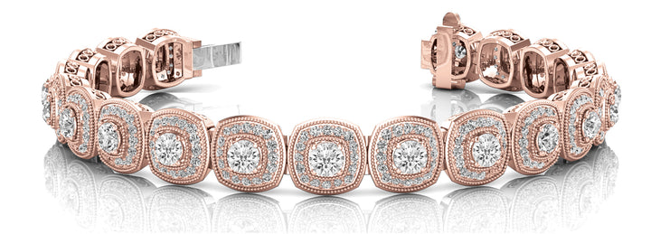 14K Rose Gold Round Diamond Fashion Bracelet