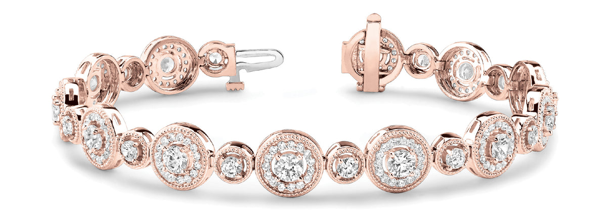 14K Rose Gold Vintage Diamond Tennis Bracelet