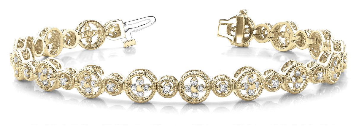 14K Yellow Gold Vintage Diamond Tennis Bracelet