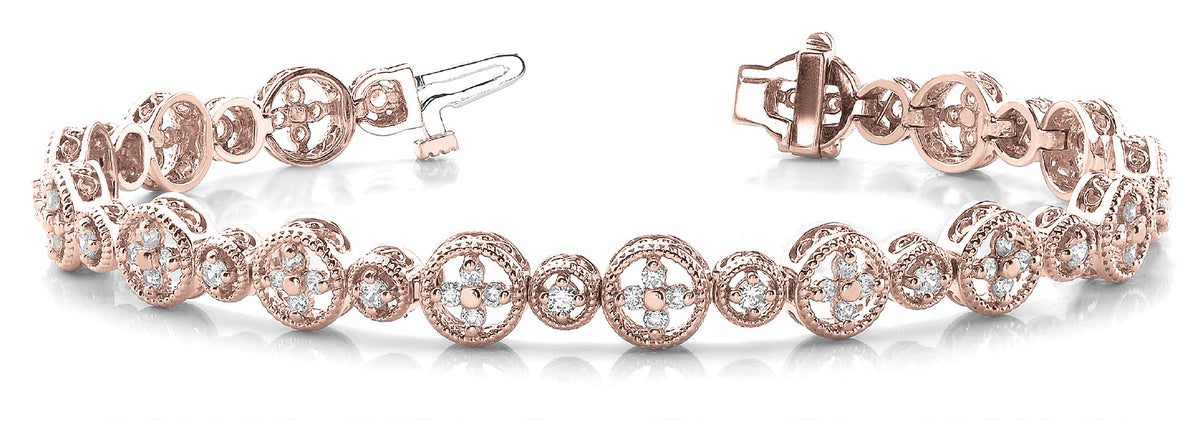 14K Rose Gold Vintage Diamond Bracelet