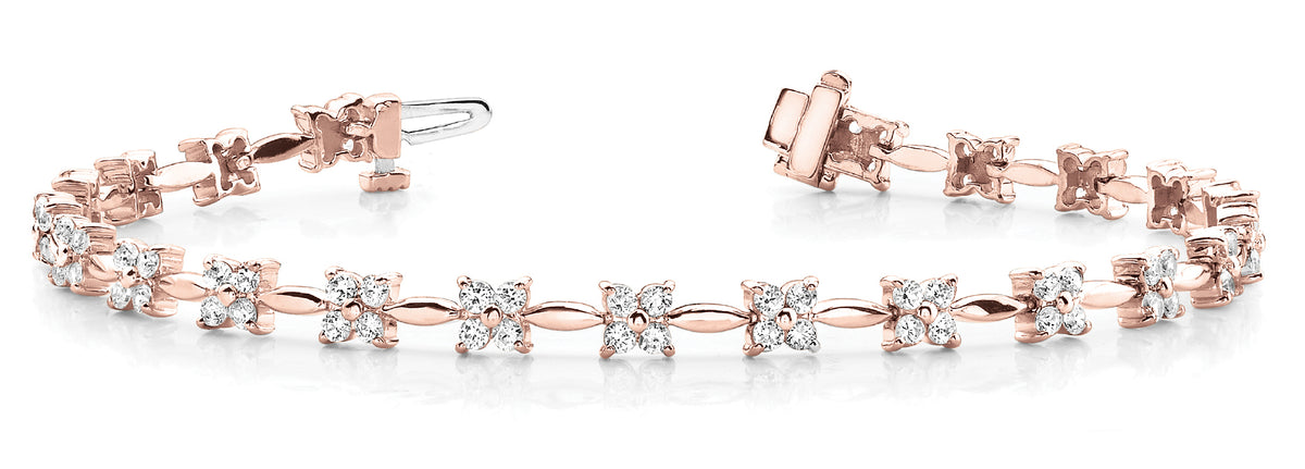 14K Rose Gold Round Diamond Fashion Bracelet