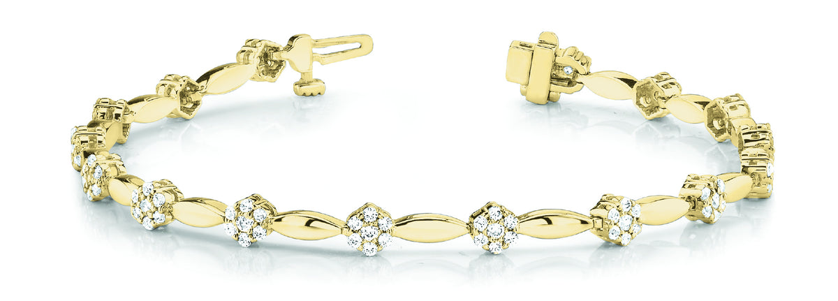 14K Yellow Gold Multi-Diamond Fashion Bracelet