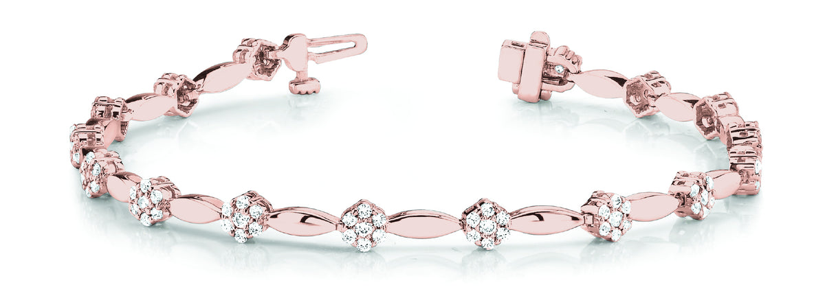 14K Rose Gold Multi-Diamond Fashion Bracelet