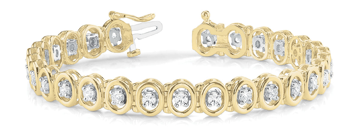 14K Yellow Gold Diamond Tennis Bracelet