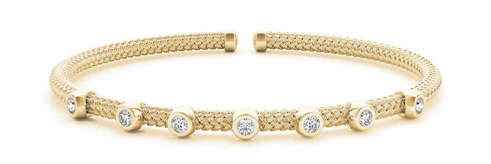 14K Yellow Gold Diamond Accent Italian Bangle