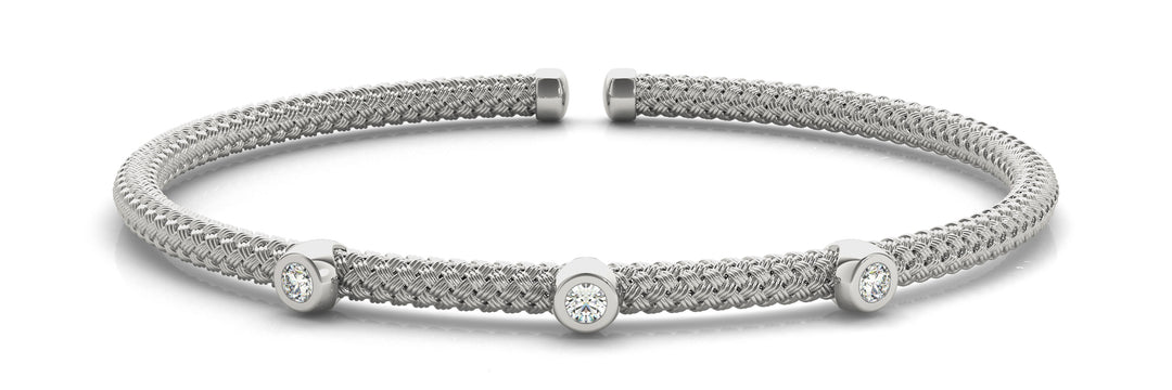 White Gold 3-Diamond Italian Fashion Bracelet
