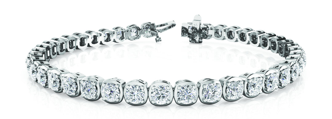 18K White Gold Round Diamond Tennis Bracelet