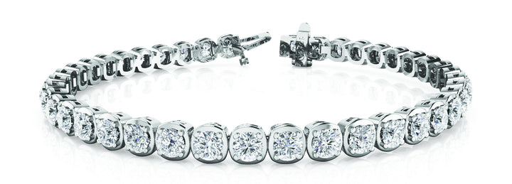 18K White Gold Round Diamond Tennis Bracelet