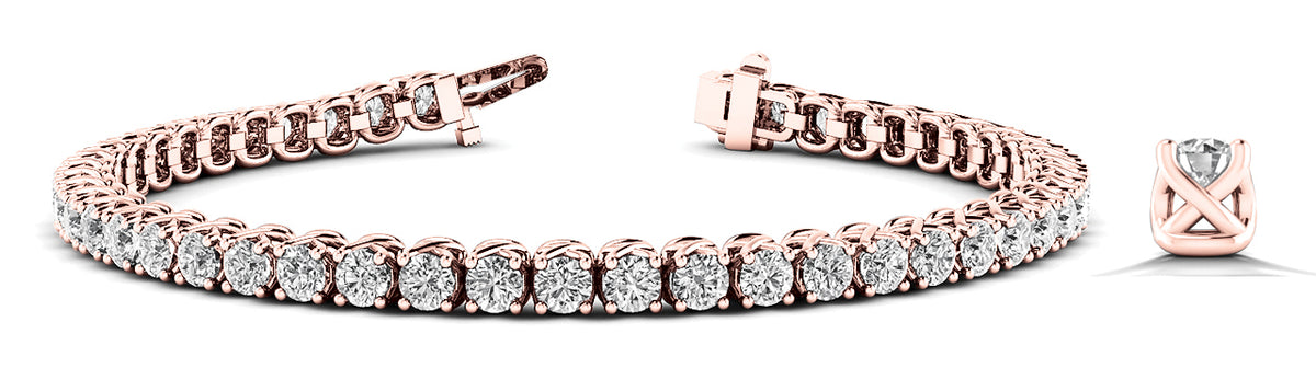 14K Rose Gold Diamond In-Line Bracelet