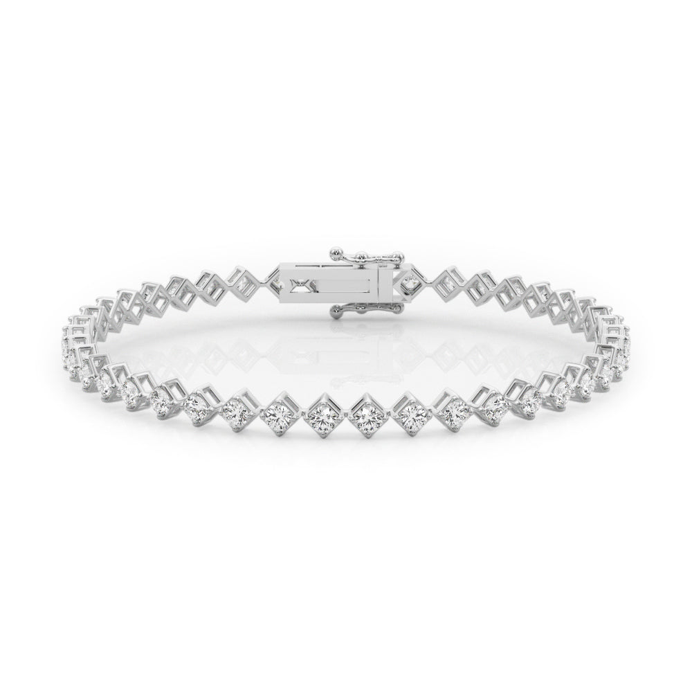 Round Diamond Tennis Line Bracelet