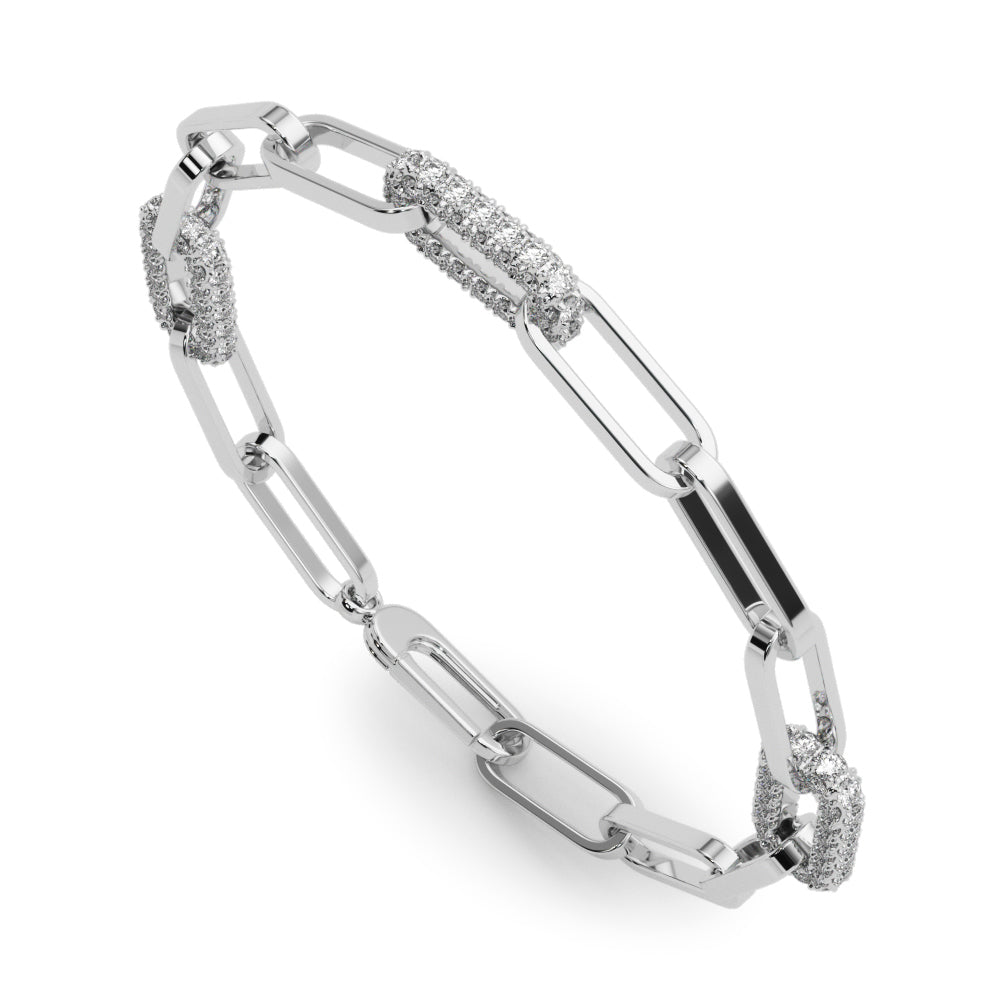 Diamond Paper Clip Link Bracelet