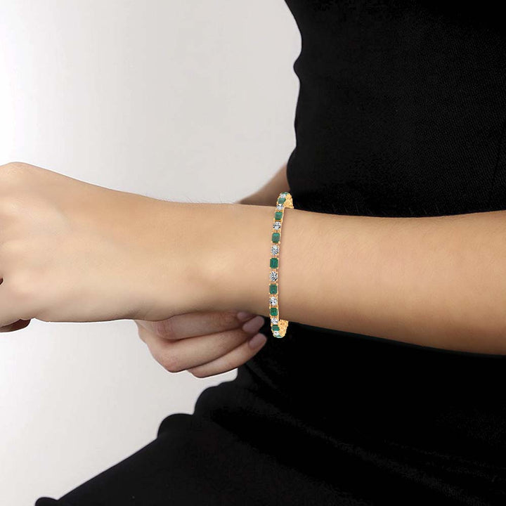 14k 2.15ct Natural Emerald + Lab Grown Diamond Bracelet
