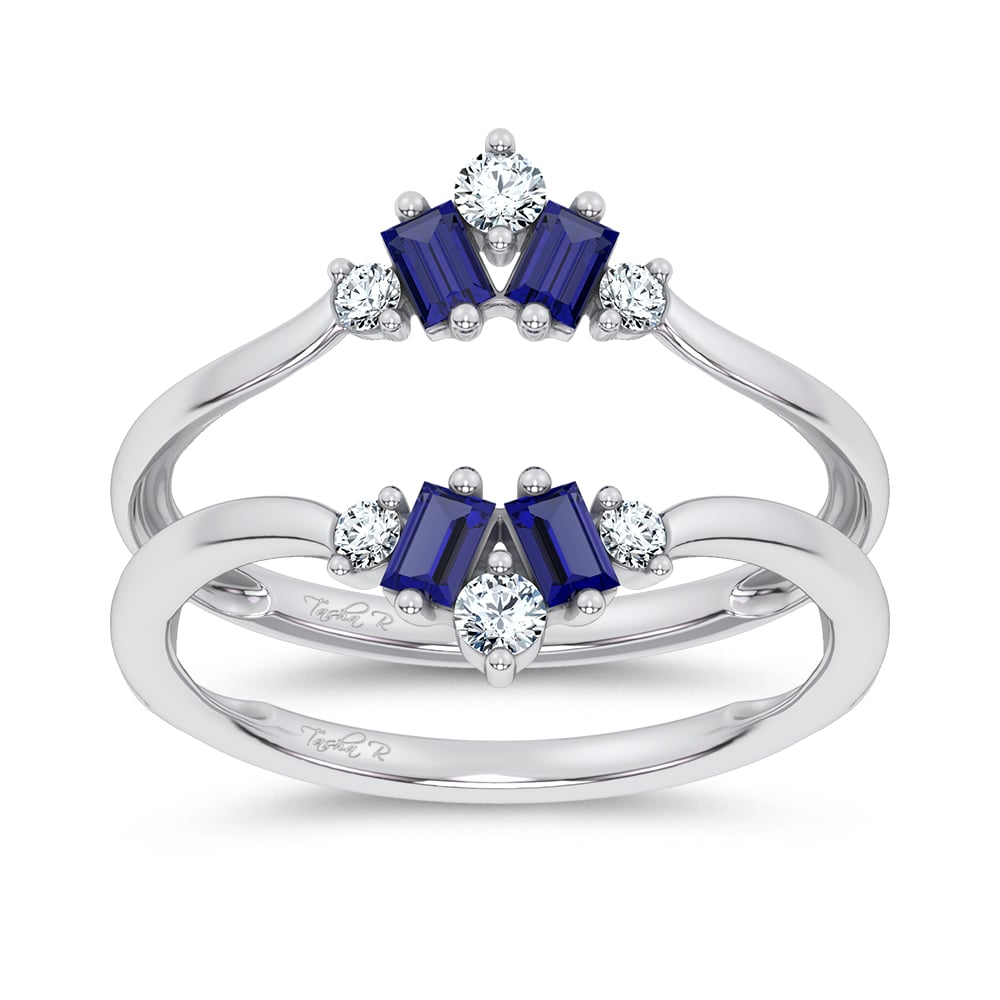 14K 0.44CT Natural SAPPHIRE RING GUARD with 0.20CT Lab Grown Diamonds