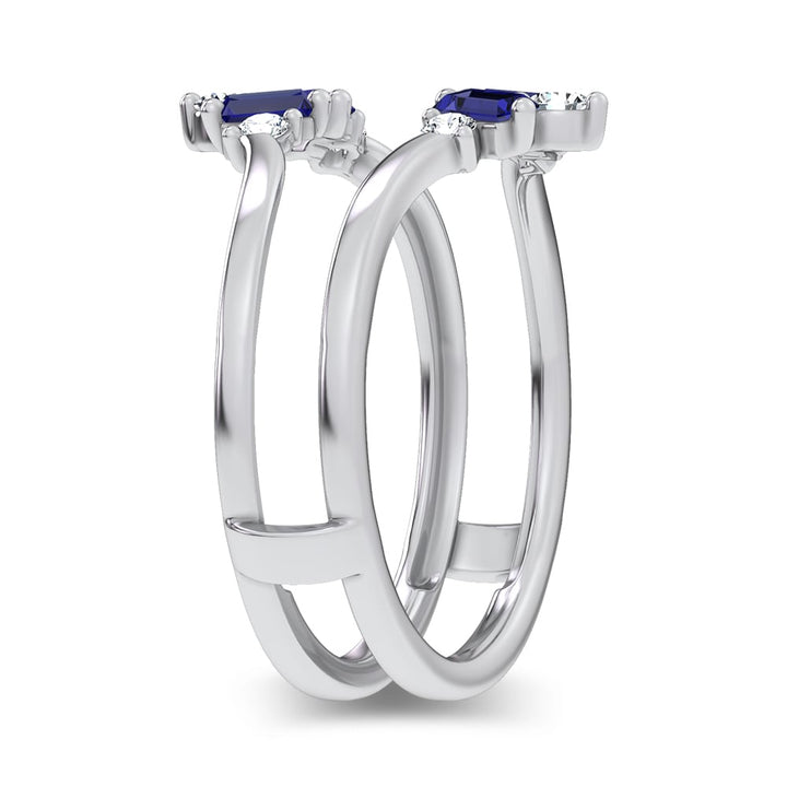 14K 0.44CT Natural SAPPHIRE RING GUARD with 0.20CT Lab Grown Diamonds