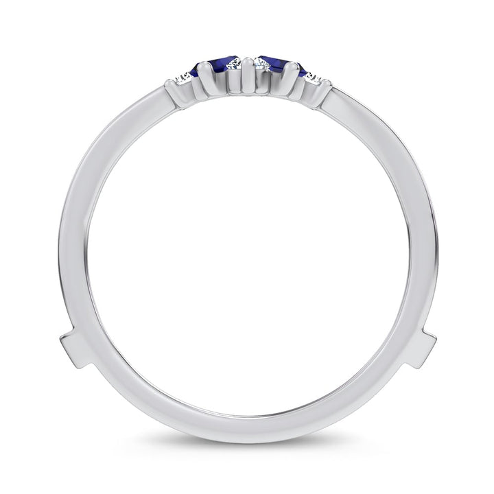 14K 0.44CT Natural SAPPHIRE RING GUARD with 0.20CT Lab Grown Diamonds