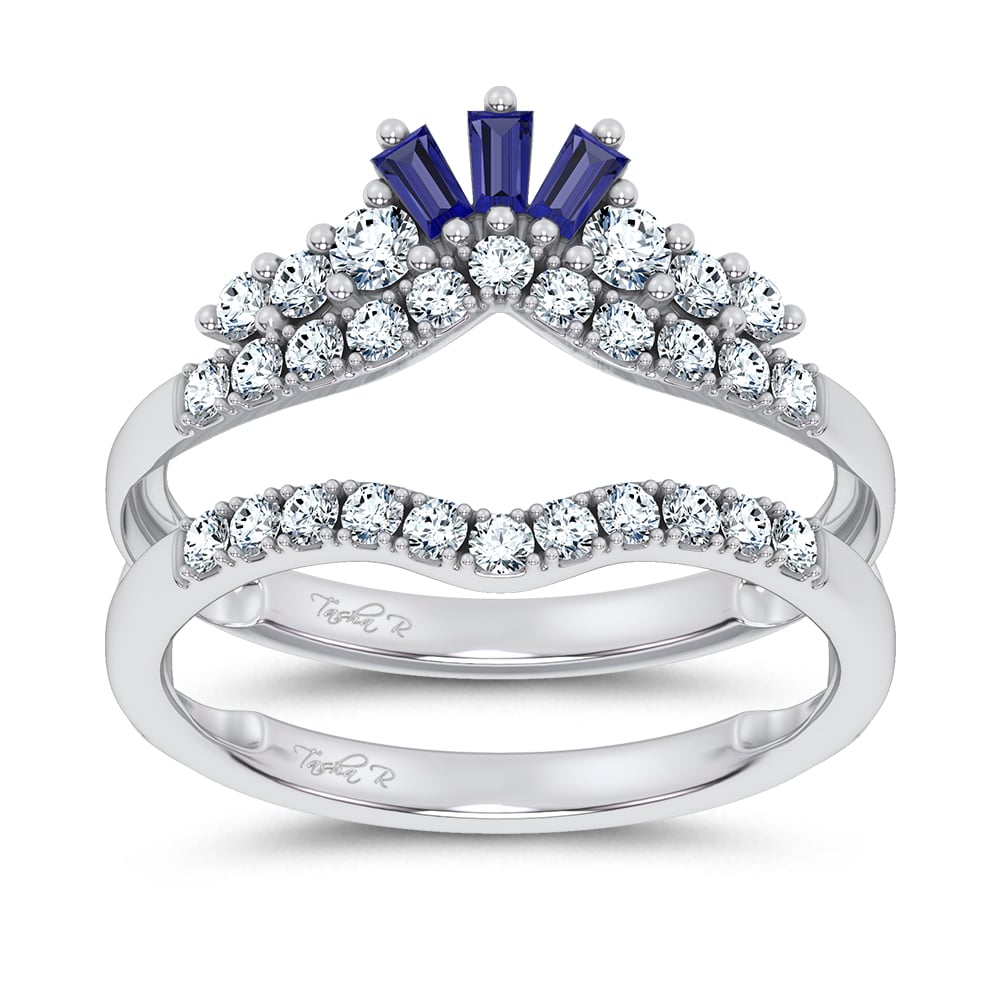 14K 0.12CT Natural SAPPHIRE RING GUARD with 0.59CT Lab Grown Diamonds
