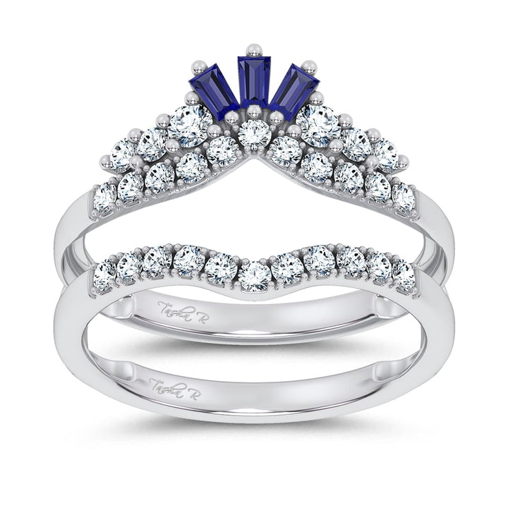 14K 0.12CT Natural SAPPHIRE RING GUARD with 0.59CT Lab Grown Diamonds