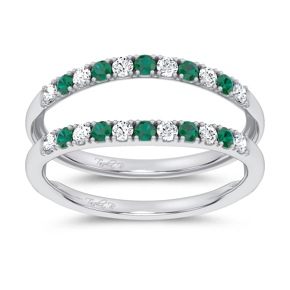 14K 0.58CT Natural Emerald RING GUARD with 0.25CT Lab Grown Diamonds