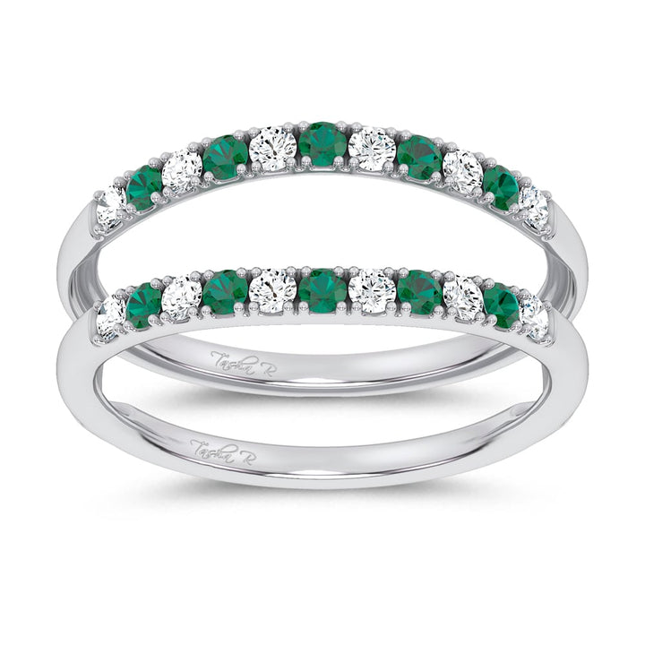14K 0.58CT Natural Emerald RING GUARD with 0.25CT Lab Grown Diamonds
