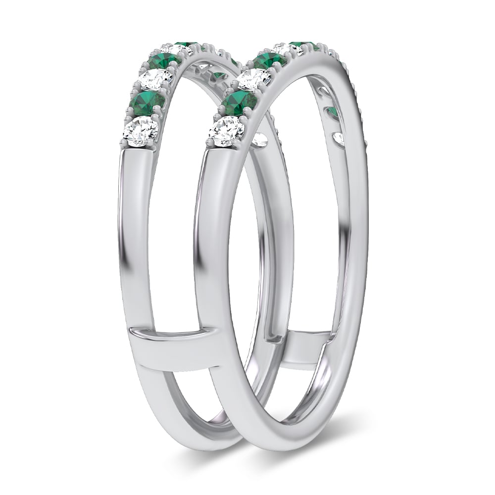 14K 0.58CT Natural Emerald RING GUARD with 0.25CT Lab Grown Diamonds